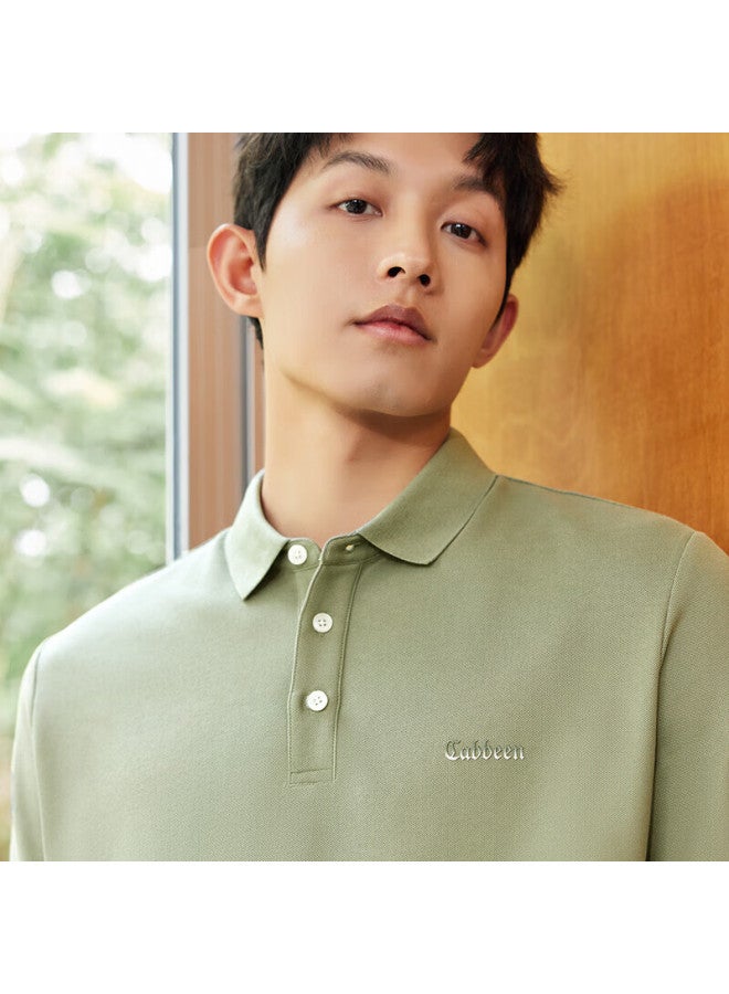 Cabbeen Men's Solona Cool Polo Shirt 24 Summer High Neck Short Sleeve Top Tender Tea Green 68 52 - Image 1