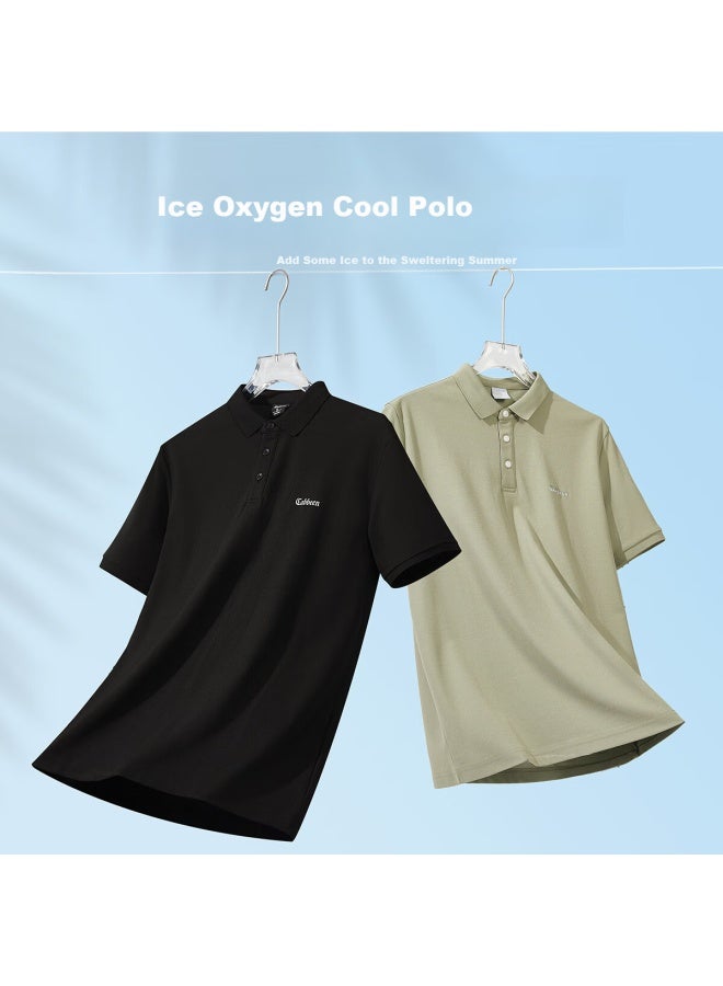 Cabbeen Men's Solona Cool Polo Shirt 24 Summer High Neck Short Sleeve Top Tender Tea Green 68 52 - Image 3