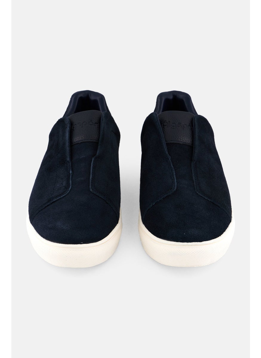 Algspar Men Suede Slip On Casual Shoes, Navy Blue  - Image 4