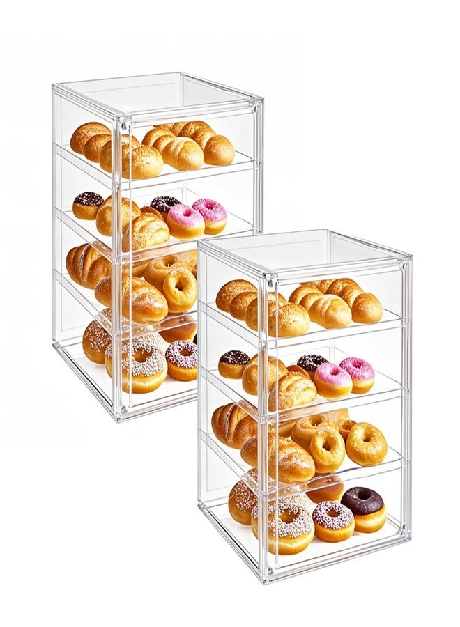 QIYUNI Bread Polypropylene Box for Kitchen Pantry Organizers Loaf Countertop Storage Bread Bagel Muffins Keeper Container Homemade Large Stackable 2 Layers Adjustable Clear (4 Floors X2) - Image 1