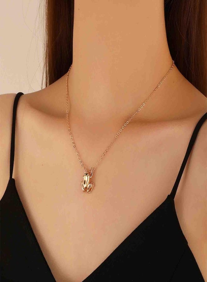 Yheakne Boho Frog Pendant Necklace Gold Frog Choker Necklaces Punk 3D Frogs Chain Necklaces Lucky Animal Necklace Chain Jewelry for Women - Image 2