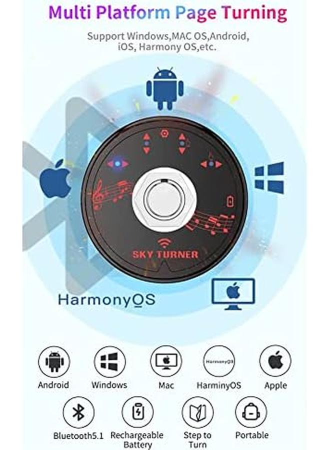 إكسفور جهاز تحويل صفحة الموسيقى اللاسلكي العالمي القابل لإعادة الشحن عبر البلوتوث، جهاز تحويل صفحة الموسيقى متوافق مع الهاتف والكمبيوتر اللوحي - Image 3