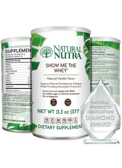 Natural Nutra Natural Nutra Grass Fed Vanilla Show Me The Whey Protein Source Powder Enhance Digestion, Support Bones and Boost Immunity, Gluten Free, Sugar-Free, Non-GMO, 13.3oz 