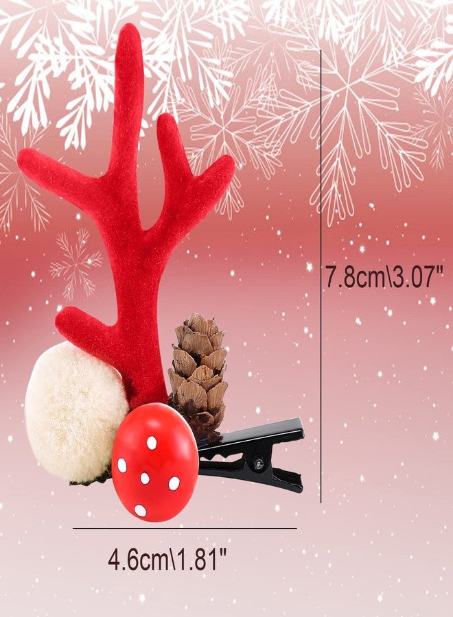 Boobeen Christmas Hair Clip - 2 Pairs Cute Reindeer Antlers Ears Hair Accessory Antlers Headdress Hairpin for Christmas Party - Image 2