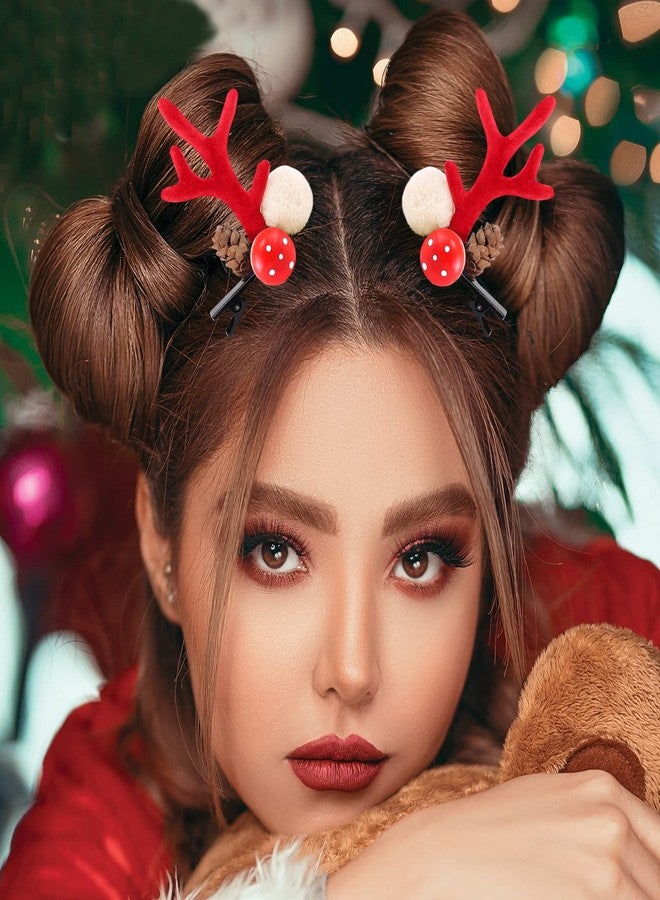 Boobeen Christmas Hair Clip - 2 Pairs Cute Reindeer Antlers Ears Hair Accessory Antlers Headdress Hairpin for Christmas Party - Image 4