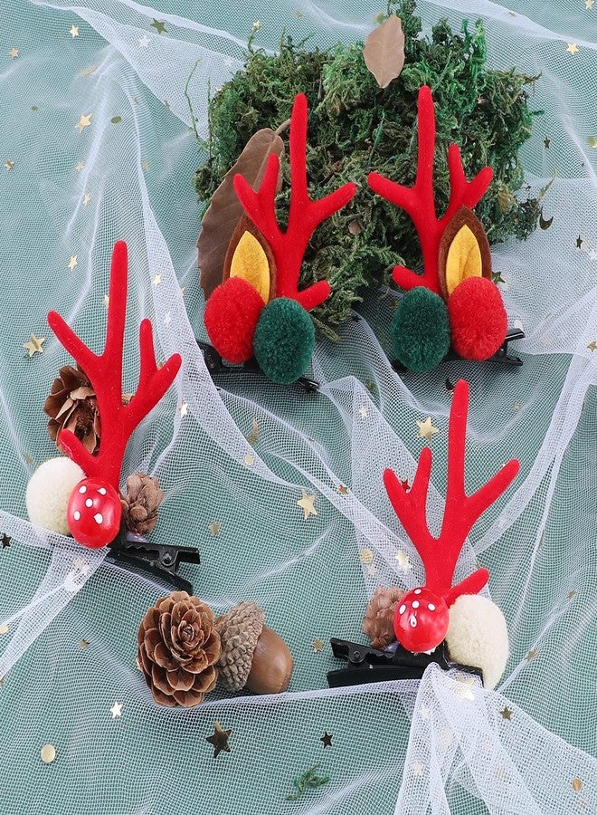 Boobeen Christmas Hair Clip - 2 Pairs Cute Reindeer Antlers Ears Hair Accessory Antlers Headdress Hairpin for Christmas Party - Image 3
