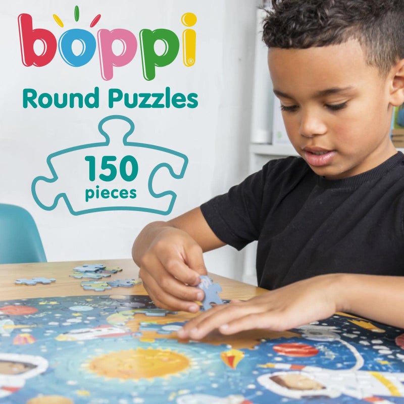 boppi Space Round Jigsaw Puzzle with 100% Recycled Card Solar System Astronauts 150 Pieces for Children 5 6 7 8 Years 58cm Diameter - Image 5