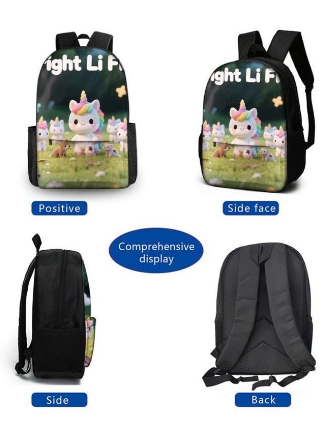 Bright Li Fire Three-piece set of cartoon bags, easily cope with various occasions (students, children, friends' outings, mountain climbing, schooling, etc.) | Backpack + hand-held + stationery bag | School season/holiday gifts - 82 - Image 5