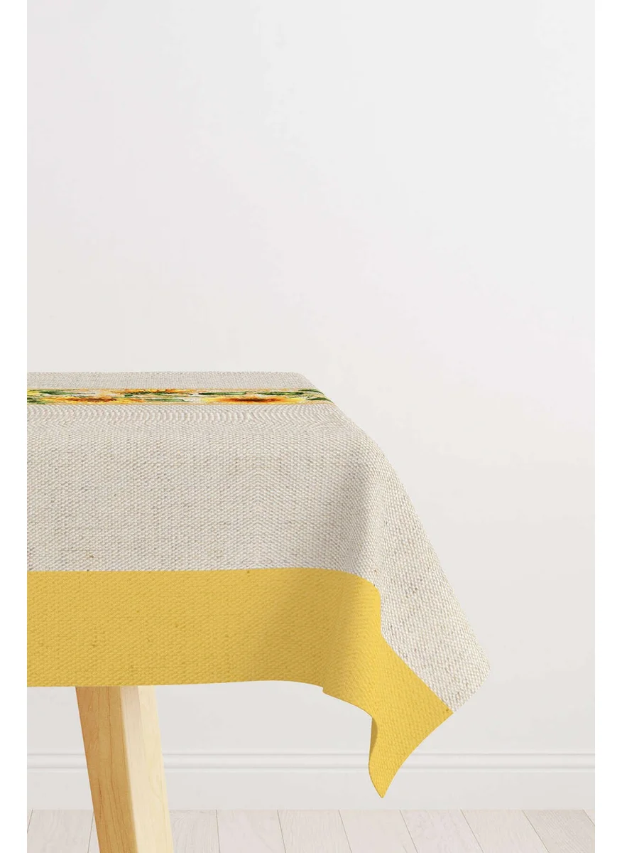 Cango Home Yellow Green Decorative Sunflower Patterned Digital Printed Tablecloth CGH1111-MS
