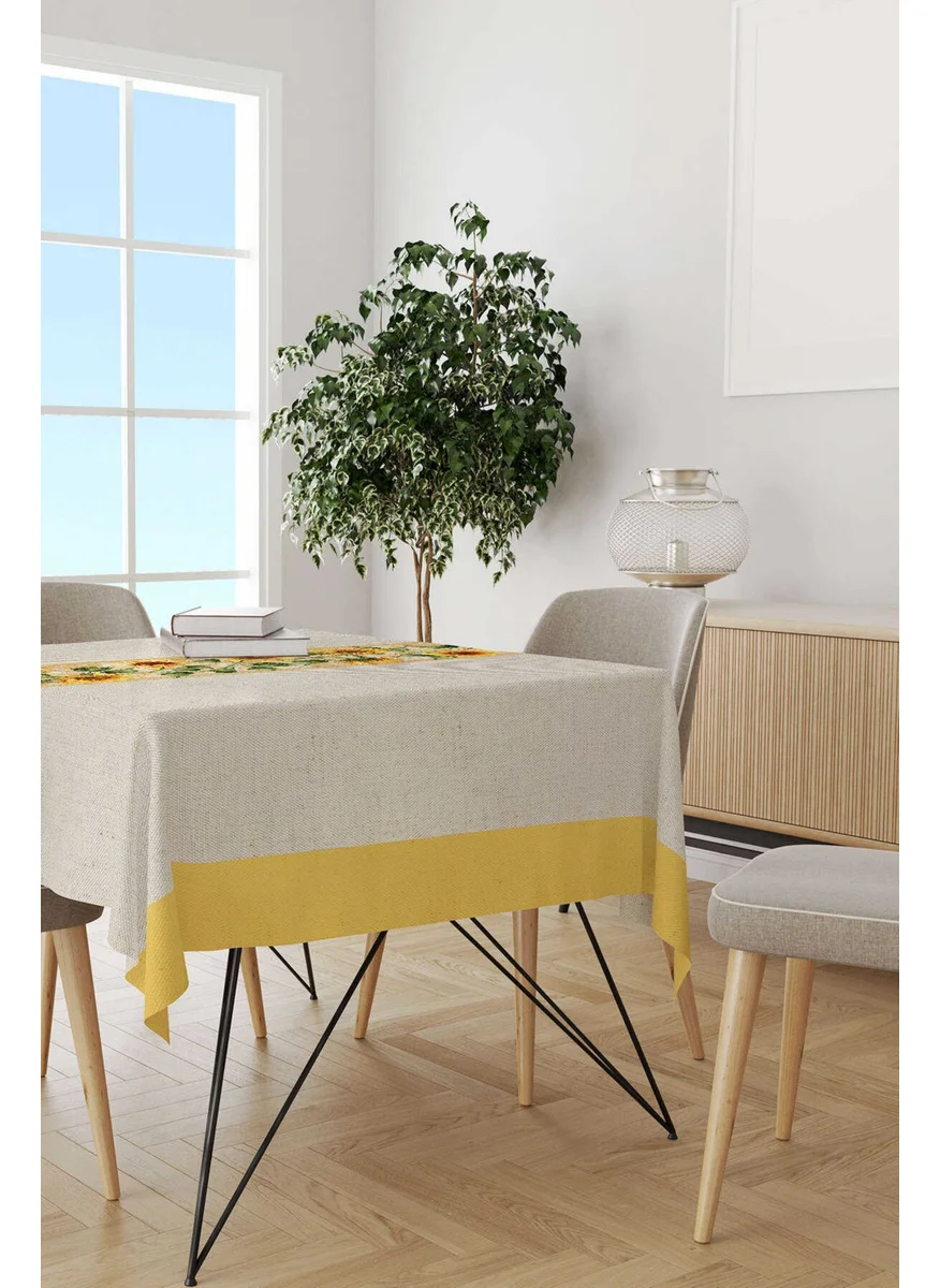 Cango Home Yellow Green Decorative Sunflower Patterned Digital Printed Tablecloth CGH1111-MS