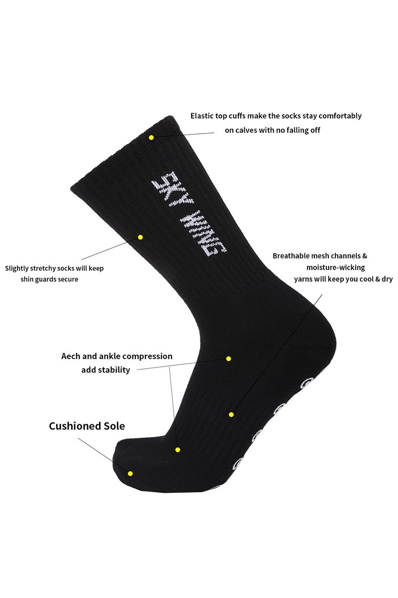 SKY WING Men's Grip Soccer Socks Anti Slip Athletic Socks Non Slip Football Socks with Grip Pads - Image 3