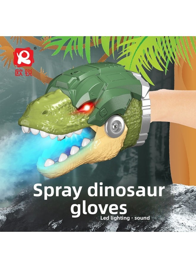 null - Large Dinosaur Hand Puppet Simulation Animal Model Children Boy's Ackylosaurus Triangle Tyrannosaurus Rex Gloves Dinosaur Head Toy-Colour:Spray Dinosaur Gloves (chinese Color Box) - Image 1