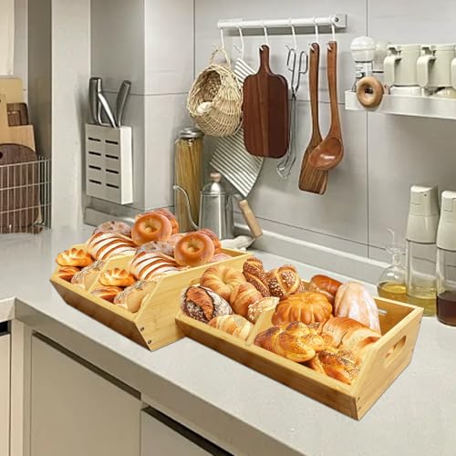 Sholramo 2-Pack Stackable Vegetable Storage Bins, Kitchen and Pantry Organizers and Storage Baskets, for Fruit, Vegetable, Produce, Bread, Potato Onion and Snacks, Bamboo Kitchen Storage Containers - Image 3