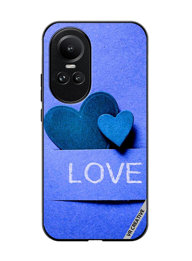 VR CREATIVE Protective Case Cover For Oppo Reno 10 Pro Blue Love heart Design Multicolour - Image 1
