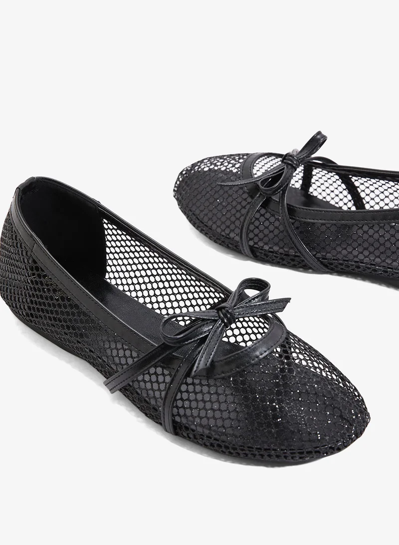 Ginger Black Mesh Ballerina Flat for Women | Best Price UAE