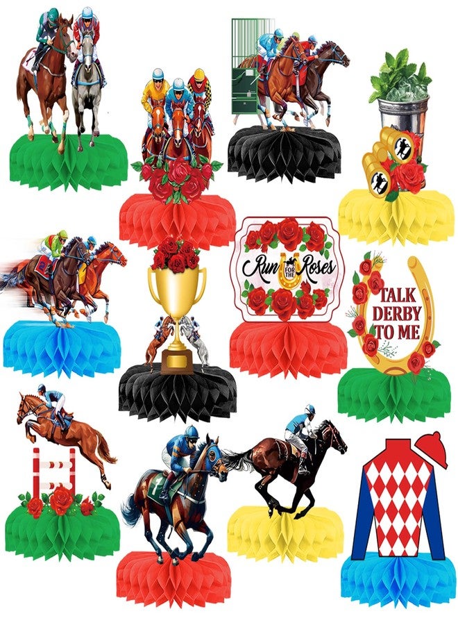 MZ.ogm 12PCS Horsing Racing Honeycomb Centerpieces Kentucky Derby Decorations for Kentucky Derby Party Decorations Horse Racing Decorations Kentucky Derby Party Supplies (red yellow) - Image 1