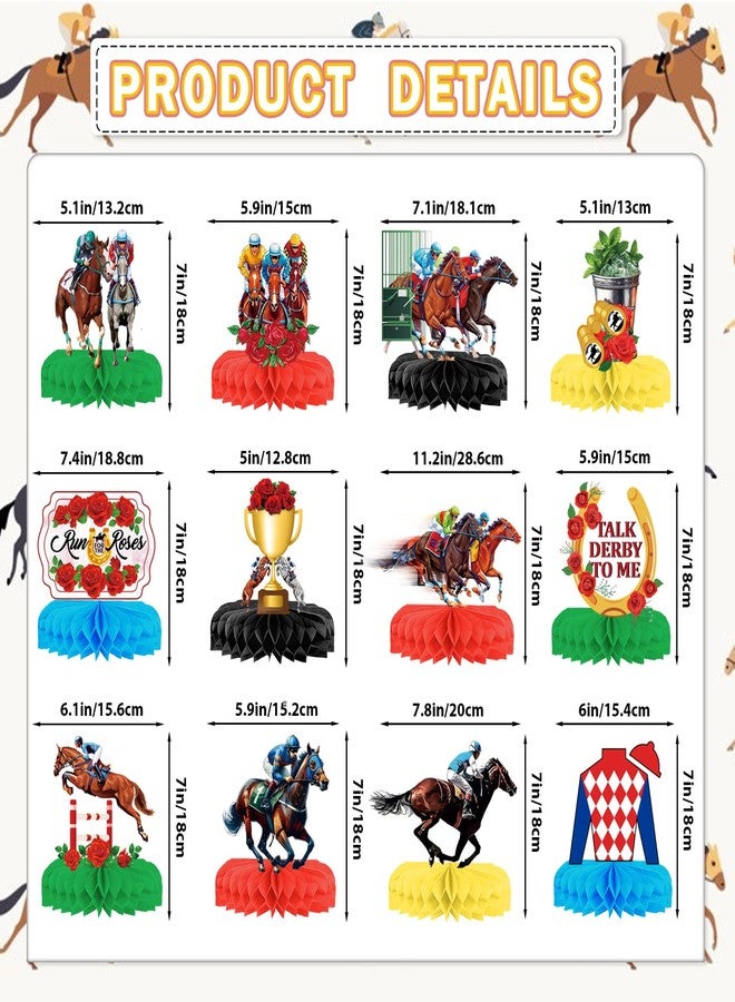 MZ.ogm 12PCS Horsing Racing Honeycomb Centerpieces Kentucky Derby Decorations for Kentucky Derby Party Decorations Horse Racing Decorations Kentucky Derby Party Supplies (red yellow) - Image 2
