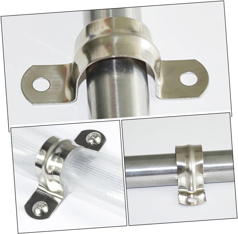 20pcs Stainless Steel U Bracket Pipe Clamps Rigid Tube Strap Fastening Clamps Wall Mount Pipe Support for Industrial and Rooftop Applications - Image 3