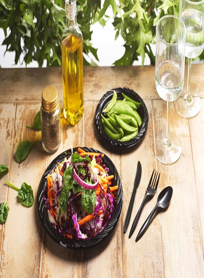 Munfix طقم أدوات المائدة السوداء الفضية 1000 قطعة، 334 شوكة، 333 ملعقة، 333 سكين، أدوات مائدة بلاستيكية قابلة للتصرف خفيفة الوزن خالية من BPA، طقم أدوات مائدة مجمعة للحفلات - Image 4