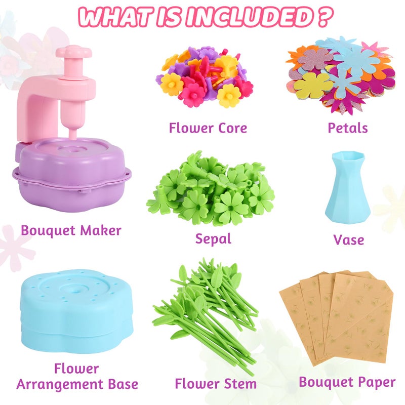 DAISRED Flower Craft Kits Toys, Easter Basket Stuffers Gifts for Kids, Arts and Crafts for Girls Ages 4-6-8, DIY Flower Making Kit for Kids, Birthday Gifts for 4 5 6 7 8 9 Year Old Girls Boys - Image 2