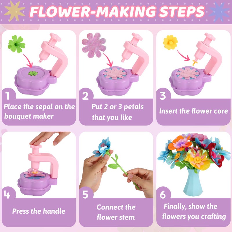 DAISRED Flower Craft Kits Toys, Easter Basket Stuffers Gifts for Kids, Arts and Crafts for Girls Ages 4-6-8, DIY Flower Making Kit for Kids, Birthday Gifts for 4 5 6 7 8 9 Year Old Girls Boys - Image 5