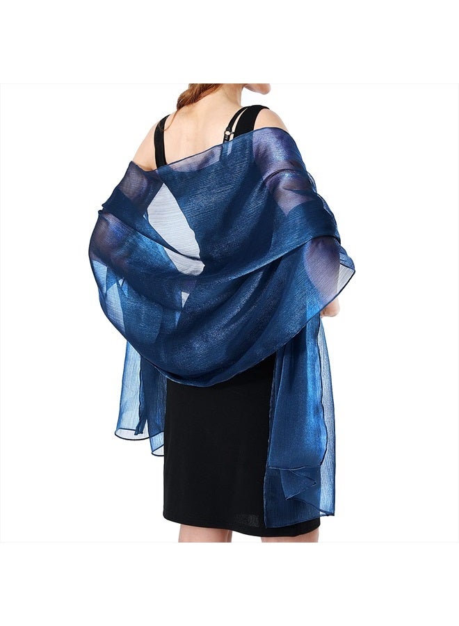 Ladiery Sheer Crepe Shawls and Wraps for Evening Party Dress,Women Lightweight Soft Shimmer Bride Wedding Travel Scarf - Image 1