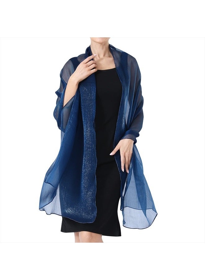 Ladiery Sheer Crepe Shawls and Wraps for Evening Party Dress,Women Lightweight Soft Shimmer Bride Wedding Travel Scarf - Image 2