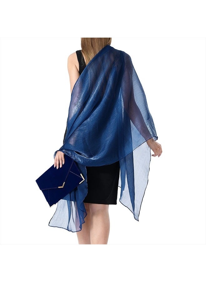 Ladiery Sheer Crepe Shawls and Wraps for Evening Party Dress,Women Lightweight Soft Shimmer Bride Wedding Travel Scarf - Image 5