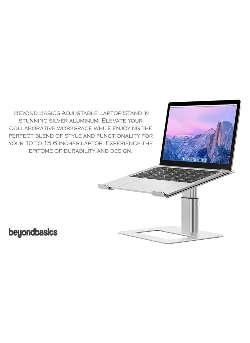 Beyond Basics - Beyond Basics Adjustable Laptop Stand For Desk Laptop Holder Laptop Riser Holder For Collaborative Work Portable Computer Stand For 10 to 15.6 Inches Laptop Silver. - Image 1