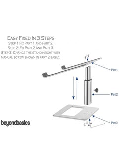 Beyond Basics Beyond Basics Adjustable Laptop Stand For Desk Laptop Holder Laptop Riser Holder For Collaborative Work Portable Computer Stand For 10 to 15.6 Inches Laptop Silver.  - Image 4