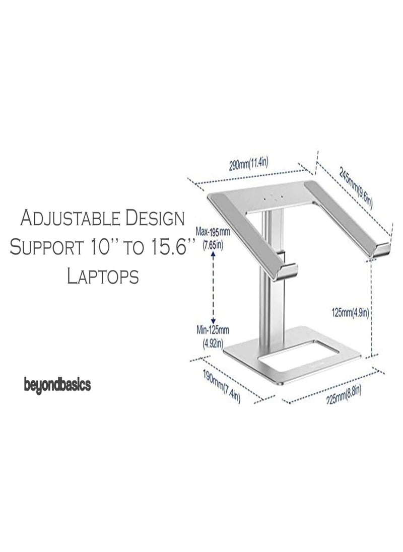 Beyond Basics - Beyond Basics Adjustable Laptop Stand For Desk Laptop Holder Laptop Riser Holder For Collaborative Work Portable Computer Stand For 10 to 15.6 Inches Laptop Silver. - Image 1
