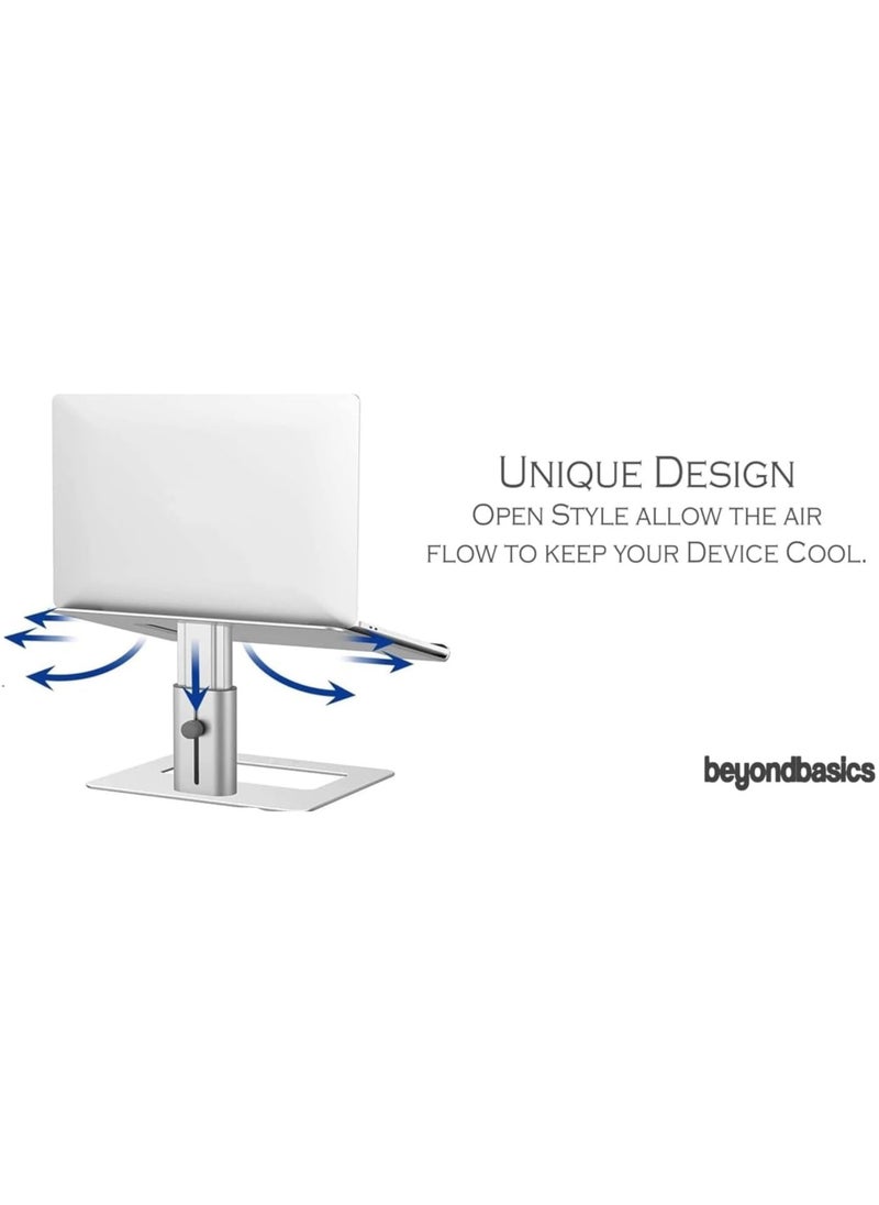 Beyond Basics - Beyond Basics Adjustable Laptop Stand For Desk Laptop Holder Laptop Riser Holder For Collaborative Work Portable Computer Stand For 10 to 15.6 Inches Laptop Silver. - Image 1
