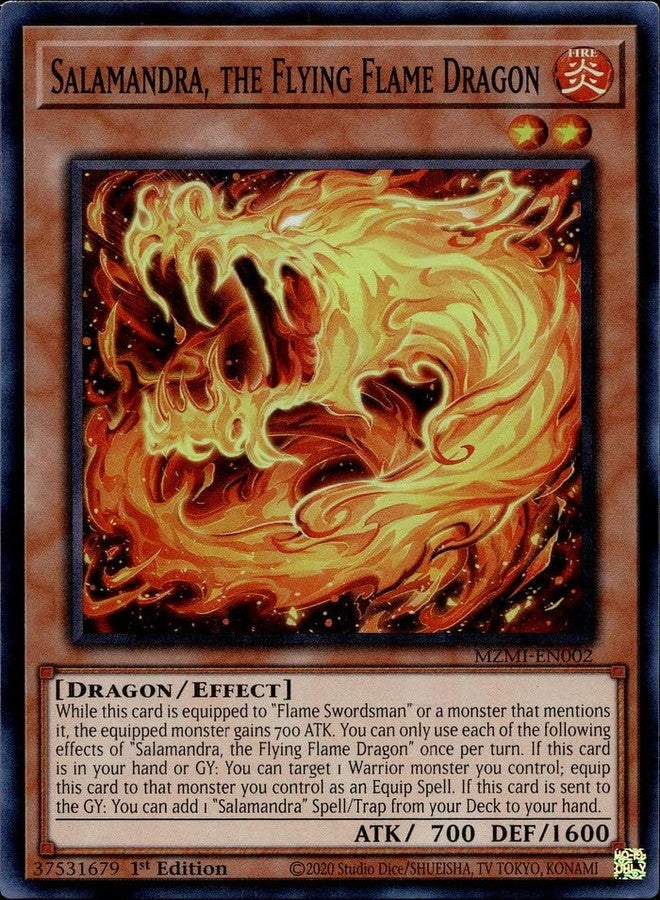 Yu-Gi-Oh! Salamandra, The Flying Flame Dragon - MZMI-EN002 - Super Rare - 1st Edition