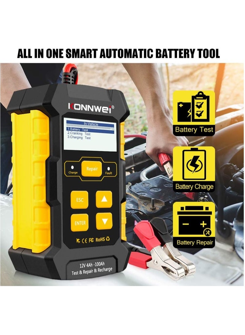كونوي شاحن بطارية سيارة 3 في 1 ، جهاز اختبار بطارية KW510 12V 5-Amp شاحن ذكي أوتوماتيكي بالكامل صيانة إصلاح نبض السيارات ، شاحن هزيلة مزيل الكبريت مع تعويض درجة الحرارة  - Image 1