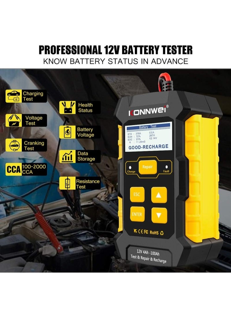 كونوي شاحن بطارية سيارة 3 في 1 ، جهاز اختبار بطارية KW510 12V 5-Amp شاحن ذكي أوتوماتيكي بالكامل صيانة إصلاح نبض السيارات ، شاحن هزيلة مزيل الكبريت مع تعويض درجة الحرارة  - Image 3