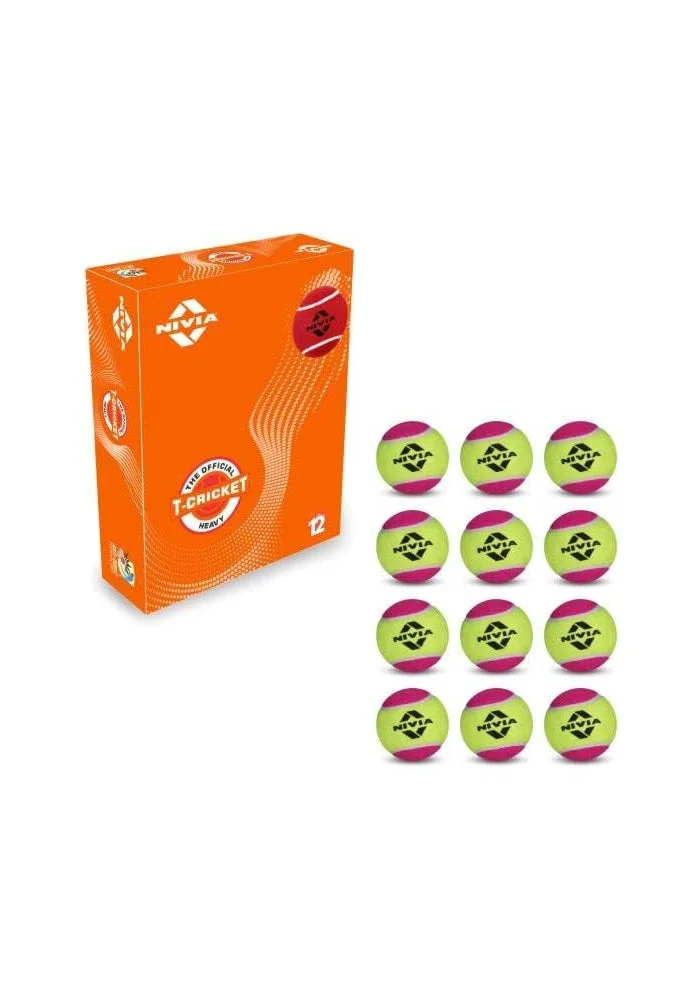 Nivia Nivia Heavy Weight Tennis Cricket Ball - Pack of 12