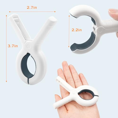 Dreecy 8 Pcs Beach Towel Clips for Beach Chairs, Towel Holder for Beach Chair Pool Chair on Cruise, Jumbo Size Heavy Duty Clothes Pins, Beach Chair Clips to Keep Your Towel from Blowing Away (White) - Image 3