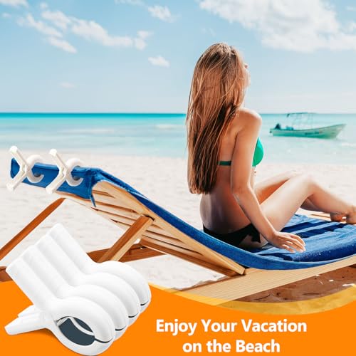 Dreecy 8 Pcs Beach Towel Clips for Beach Chairs, Towel Holder for Beach Chair Pool Chair on Cruise, Jumbo Size Heavy Duty Clothes Pins, Beach Chair Clips to Keep Your Towel from Blowing Away (White) - Image 2