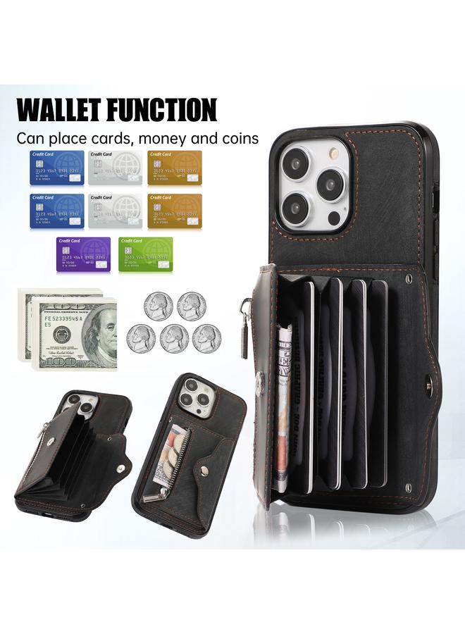 S-TOP Case For iPhone 14 Zipper RFID Card Slot Phone Case with Short Lanyard - Image 5