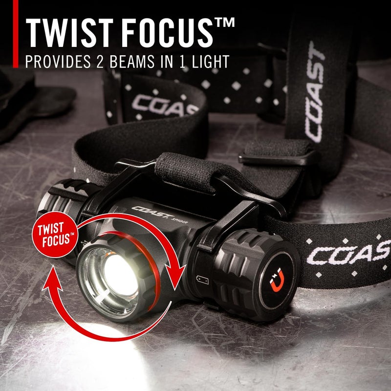 Coast ® XPH34R 2075 لومن مصباح رأس قابل لإعادة الشحن USB-C مزدوج الطاقة مع PURE Beam® Twist Focus™ وقاعدة مغناطيسية - Image 4