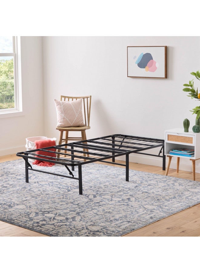 Linenspa Folding Metal Platform Bed Frame - No Box Spring Needed - Underbed Storage - Simple Tool Free Assembly - Mattress Foundation - 14" High - Traditional Design - Sturdy Steel - Twin Size - Image 1