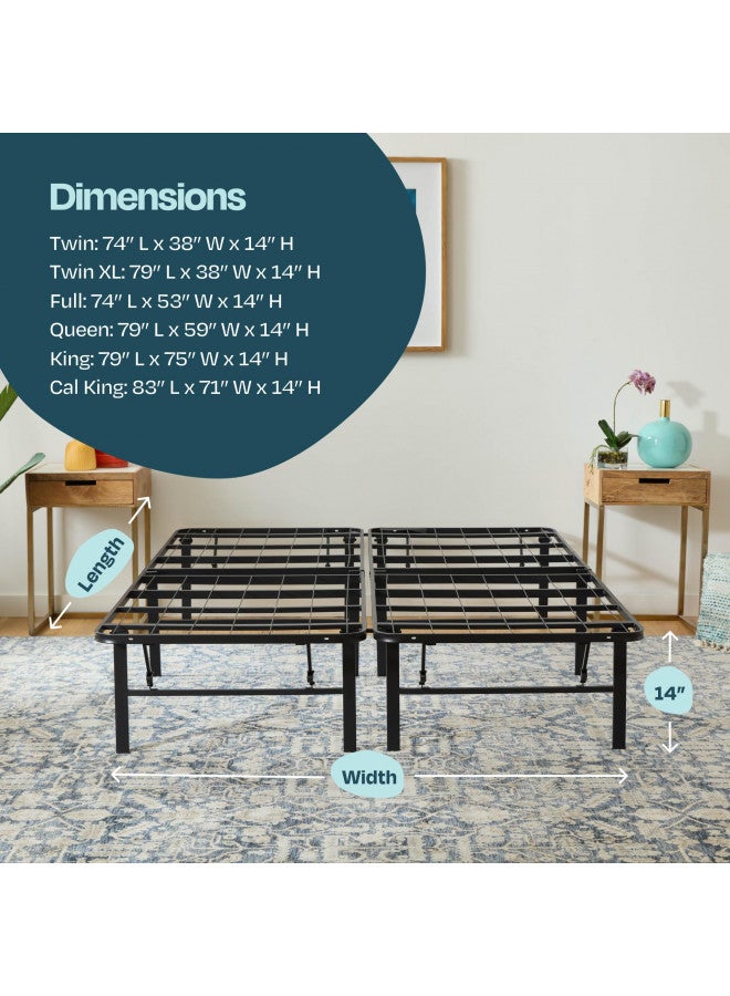 Linenspa Folding Metal Platform Bed Frame - No Box Spring Needed - Underbed Storage - Simple Tool Free Assembly - Mattress Foundation - 14" High - Traditional Design - Sturdy Steel - Twin Size - Image 5