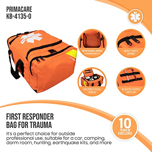 PRIMACARE حقيبة المستجيب الأولية Primacare KB4135O للإصابات 21x12x9 مجموعة مهنية لحمل المستلزمات الطبية الطارئة باللون البرتقالي - Image 5
