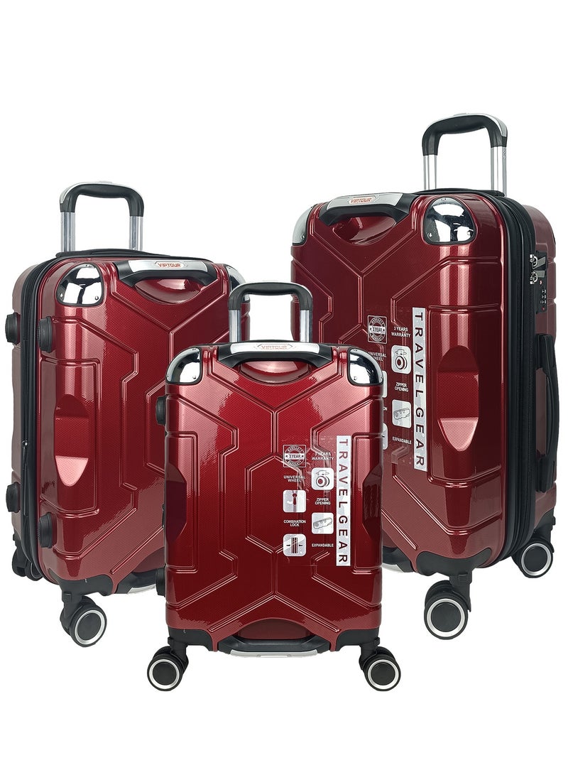 فيبتور طقم حقائب سفر بعجلات من 3 قطع TPC عجلات جانبية صلبة مع قفل TSA - Image 1