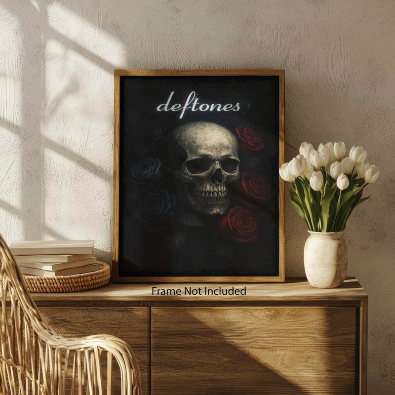 ZUKIY Deftones Skull Rose Requiem - Dark Rock Poster Wall Art 8x10 Unframed - Heavy Metal Band Inspired Decor for Bedroom Studio Office - Emo Goth Aesthetic Tapestry Style Print for Music Lovers - Image 5