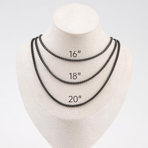 YOUBEIYEE 10 Pack Black Chain Necklace for Jewelry Making Stainless Steel Square Rolo Chains Bulk Men and Women Necklaces Set (16inch) - Image 5