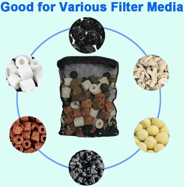 AQUANEAT 10pcs Aquarium Filter Media Bags, Fish Tank Coarse Mesh Bags with Plastic Zipper for Activated Carbon(5.5" x 8") - Image 4