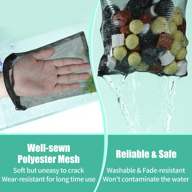AQUANEAT 10pcs Aquarium Filter Media Bags, Fish Tank Coarse Mesh Bags with Plastic Zipper for Activated Carbon(5.5" x 8") - Image 2