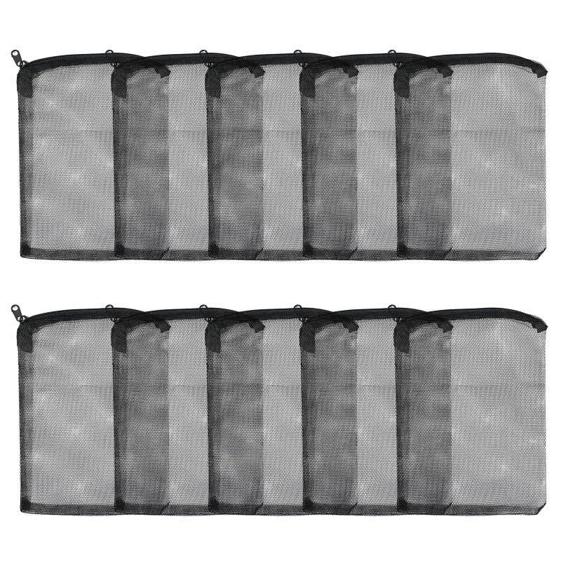 AQUANEAT 10pcs Aquarium Filter Media Bags, Fish Tank Coarse Mesh Bags with Plastic Zipper for Activated Carbon(5.5" x 8") - Image 1