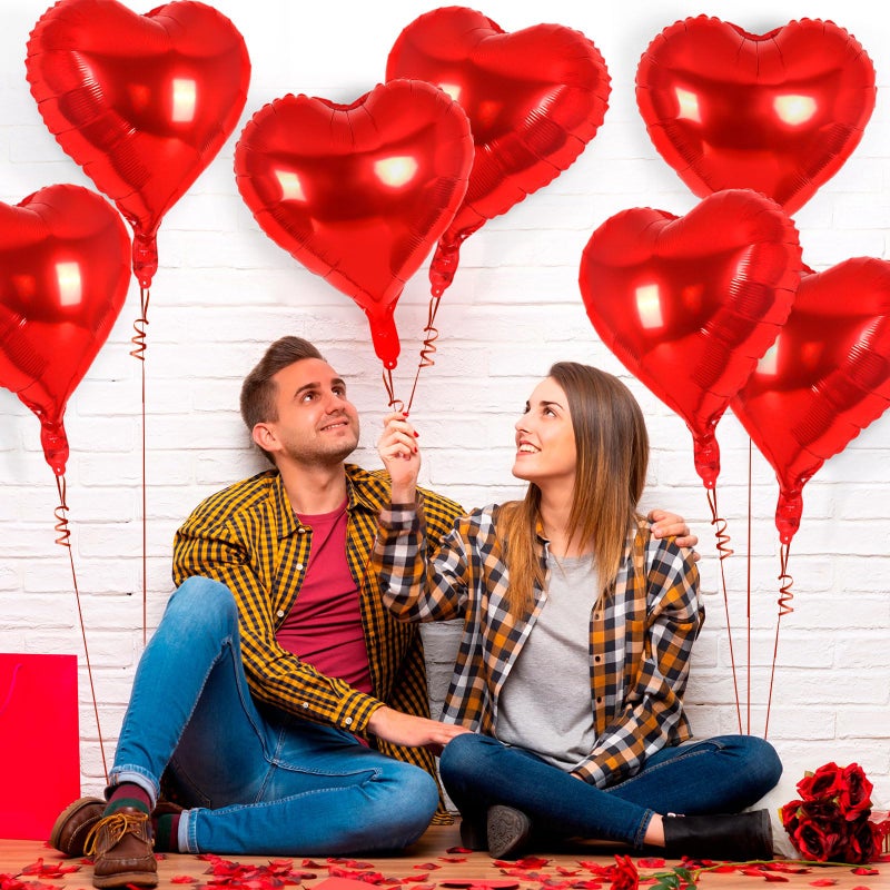 YOTHORN 50 Pcs Red Heart Balloons 10 Inch Heart Shape Foil Balloons Love Balloon Valentine Balloon For Birthday Party Wedding Engagement Party Baby Shower Valentine Day Decorations (Red) - Image 4